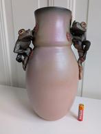 Joop Cock Grote, keramische vaas met twee kikkers H 29 cm, Ophalen of Verzenden