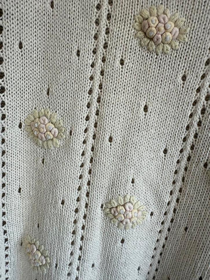 Vintage Gebreide Trui met geborduurde bloemen- Debbie Moore, Kleding | Dames, Truien en Vesten, Zo goed als nieuw, Maat 42/44 (L)