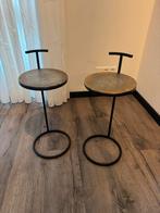 2 Ronde bijzettafels - set, Ophalen, Minder dan 45 cm, Gebruikt, Metaal of Aluminium