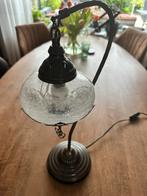 Turkse Lamp met Glazen Kap en Metalen Voet - Sfeervol Desig, Ophalen of Verzenden