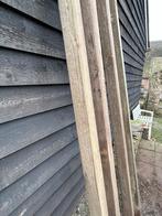 Vierkante houten palen 3 meter lang 4 stuks, Doe-het-zelf en Verbouw, Hout en Planken, Geïmpregneerd, Gebruikt, Grenen, Ophalen of Verzenden