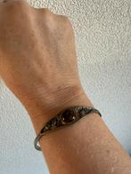 Q175/Vintage Bronzen Amber BRUTALIST armband, Overige materialen, Gebruikt, Verzenden, X