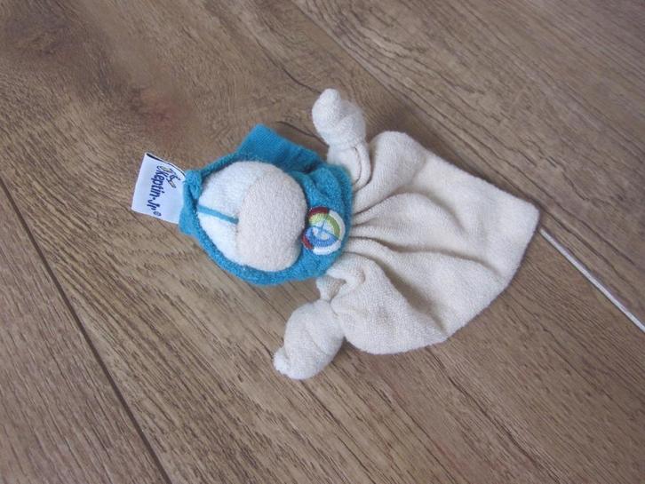Keptin-Jr roomkleurig badstof knuffeldoek turquoise sjaal, Kinderen en Baby's, Speelgoed | Knuffels en Pluche, Zo goed als nieuw