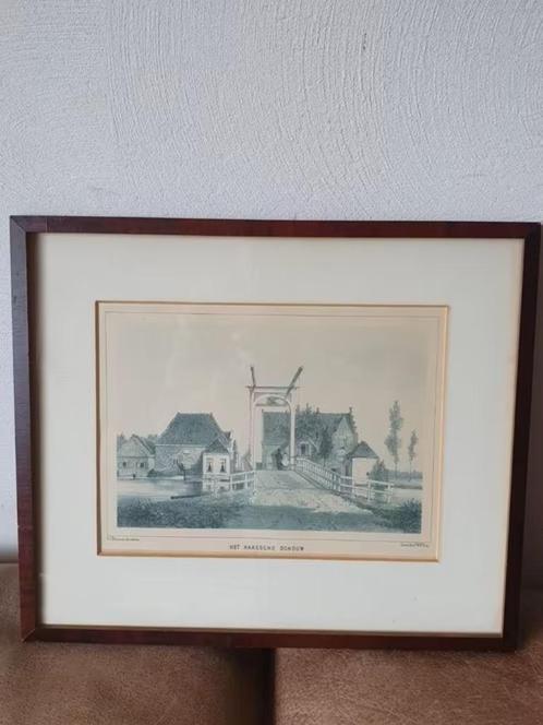 litho Het Haagsche Schouw Leiden G J Bos en P W M Trap 1859, Antiek en Kunst, Kunst | Litho's en Zeefdrukken, Ophalen