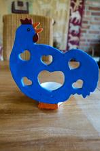 blauwe kip kandelaar - keramiek, Huis en Inrichting, Woonaccessoires | Kandelaars en Kaarsen, Overige materialen, Blauw, Ophalen of Verzenden