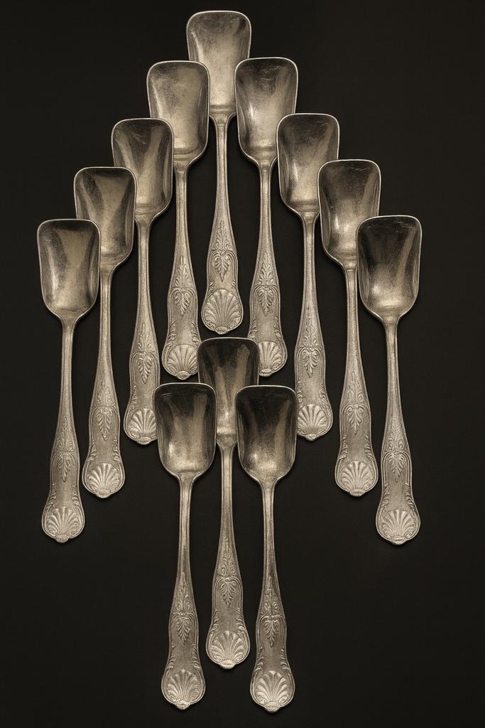 Set 12 lepels - 800 gemerkt - 264gr, Antiek en Kunst, Antiek | Goud en Zilver, Verzenden