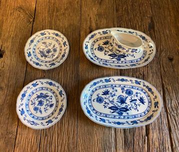 Vintage porselein set Wellco Krefeld - Kobalt Zwiebelmuster beschikbaar voor biedingen