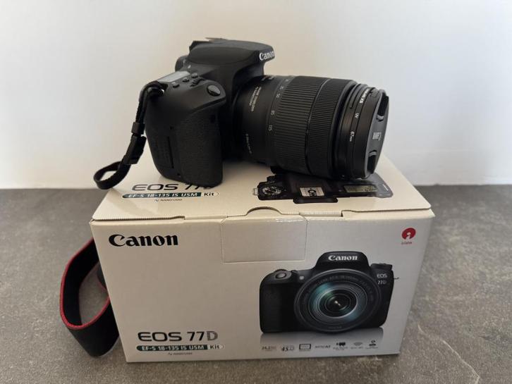 Canon EOS 77D + 18-135mm USM f/3.5-5.6 Zwart, Audio, Tv en Foto, Fotocamera's Digitaal, Gebruikt, Spiegelreflex, Canon, Geen optische zoom