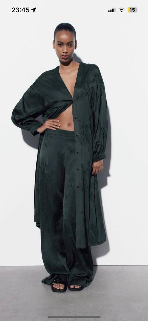 Prachtig groene bewerkte Kimono Merk Zara mt S, Kleding | Dames, Blouses en Tunieken, Nieuw, Maat 36 (S), Groen, Ophalen of Verzenden
