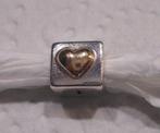 Zilveren Pandora bedel met 14 kt gouden hart nr.1314