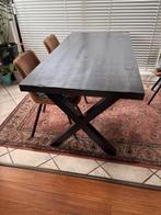 INDUSTRIELE ZWARTE ROBUUSTE EETTAFEL BRINKER NEW STALVI, Ophalen, INDUSTRIEL ZWART GESPOTEN MANGO HOUT, 50 tot 100 cm, Zo goed als nieuw