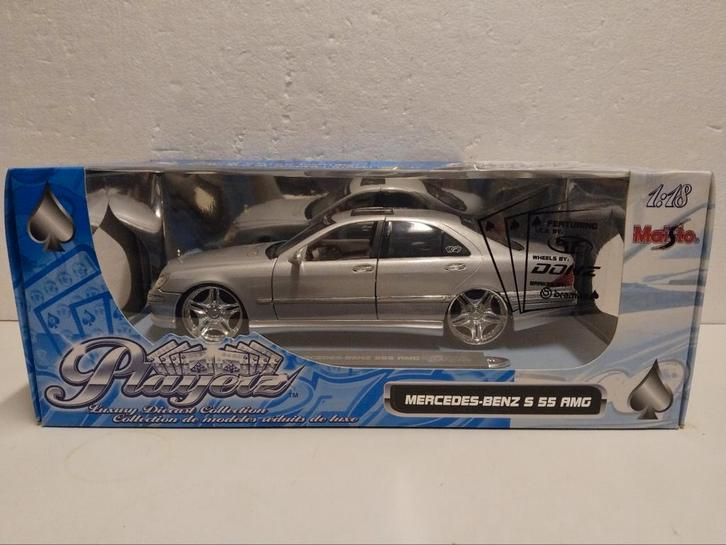 Mercedes Benz S 55 AMG silver Playerz Maisto metal 1:18 KRD, Hobby en Vrije tijd, Modelauto's | 1:18, Zo goed als nieuw, Auto
