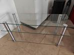 Glazen tv meubel met rvs poten, Huis en Inrichting, Tafels | Salontafels, Ophalen, 100 tot 150 cm, 50 tot 75 cm, Minder dan 50 cm