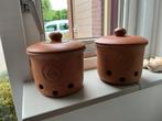 Vintage ui/knoflookpotten, Huis en Inrichting, Ophalen, Zo goed als nieuw, Overige materialen, Pot, Bus of Blik