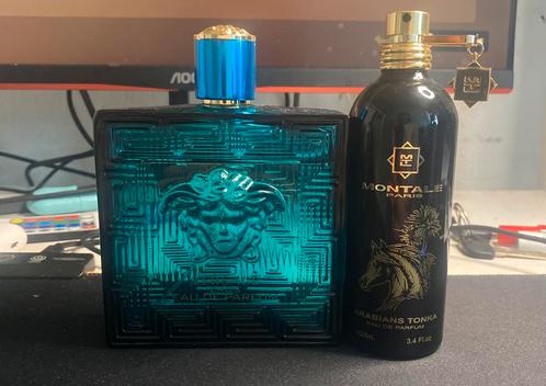 Versace Eros EAU DE PARFUM en Montale Paris Arabians Tonka, Verzamelen, Parfumverzamelingen, Zo goed als nieuw, Parfumfles, Gevuld