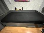 Bank bed 90x200 donker grijs met onderladen, Huis en Inrichting, Slaapkamer | Bedden, Ophalen, Gebruikt, 90 cm, Eenpersoons