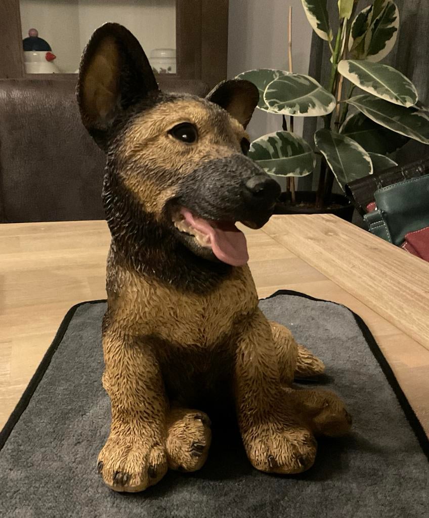 Vintage Duitse Herder hondenbeeldje voor in interieur., Antiek en Kunst, Ophalen of Verzenden