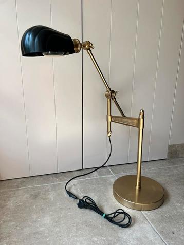 Tafellamp bureaulamp messing met zwarte kap merk Dutchbone beschikbaar voor biedingen