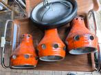 Set van 3 vintage keramische hanglampen, Ophalen of Verzenden, Zo goed als nieuw, Wit, Rond