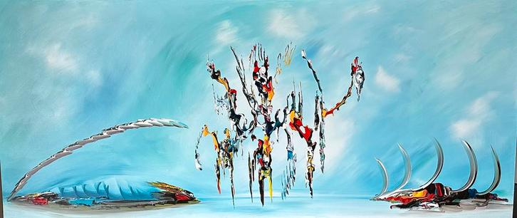 Gena Gennadyj- Wonder -7- Handgeschilderd- Uniek, Antiek en Kunst, Kunst | Schilderijen | Abstract, Ophalen of Verzenden