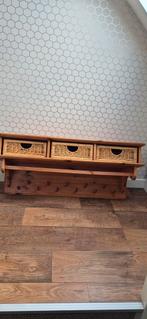 Grenen landelijke kapstok met drie mandjes, Gebruikt, Minder dan 100 cm, Hout, Ophalen