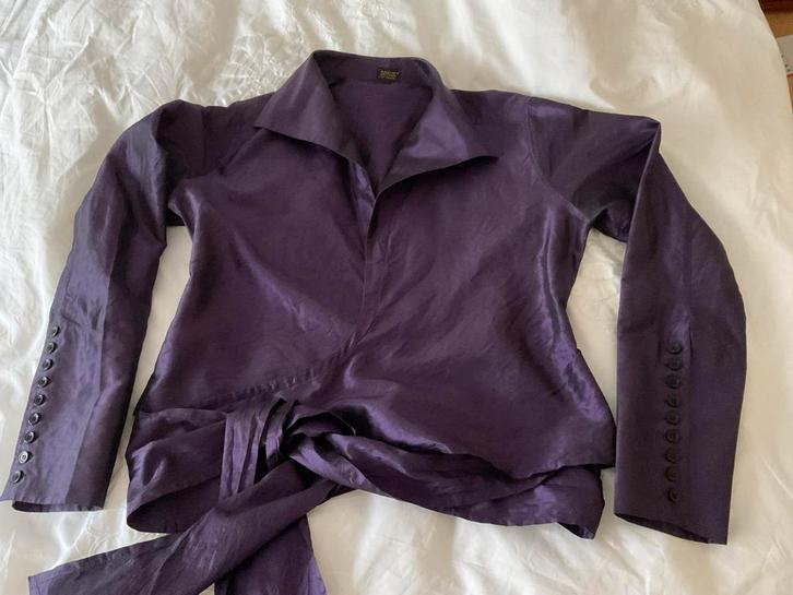 Pauw zijden overslag blouse paars, Kleding | Dames, Blouses en Tunieken, Zo goed als nieuw, Maat 38/40 (M), Paars, Verzenden