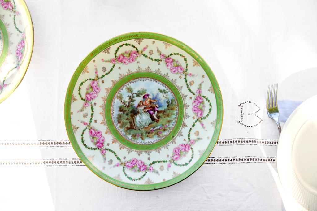 Set van 2 vintage brocante Franse wand borden, Ophalen of Verzenden