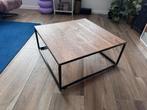 Eiken salontafel zeer goede staat stalen onderstel - 81x81cm, Huis en Inrichting, Tafels | Salontafels, Ophalen, 100 tot 150 cm