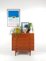 Vintage deense ladekast 5 laden teak fineer, -, -, Minder dan 100 cm, -