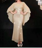 Elegante Galajurk met Pailletten, Kleding | Dames, Jurken, Maat 38/40 (M), Beige, Ophalen of Verzenden, Zo goed als nieuw