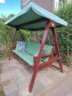 Meranti Lig/Zit Schommelbank - 3 Zits - Met Zonneluifel, Tuin en Terras, Ophalen, Gebruikt, Hout, Schommelbank