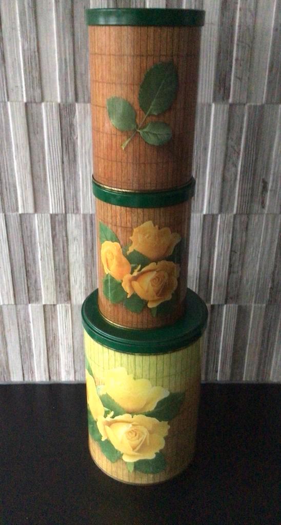 Tomado Blikken Set met Roos Design, Verzamelen, Retro, Ophalen of Verzenden