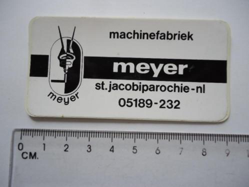 sticker MEYER St jacobiparochie machinefabriek retro vintage, Verzamelen, Stickers, Verzenden