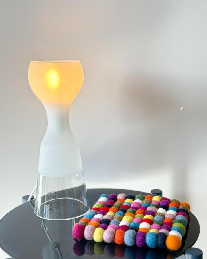 IKEA Schlagervå Table Lamp – Frosted + Clear Glass, Huis en Inrichting, Lampen | Tafellampen, Gebruikt, Minder dan 50 cm, Ophalen of Verzenden