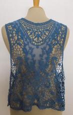 Blauw kantlook boho/Ibiza gilet/hesje/top! L, Blauw, Maat 42/44 (L), Ophalen of Verzenden, Zo goed als nieuw
