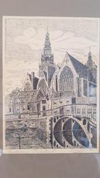 Pentekening Oude kerk Amsterdam, Antiek en Kunst, Ophalen