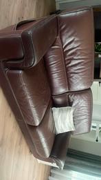 Bruin lederen bank, Ophalen, Gebruikt, 100 tot 125 cm, Vintage
