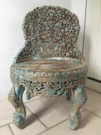 Unieke, antieke anglo-Indisch fijn gestoken stoel, Huis en Inrichting, Stoelen, Ophalen, Bruin, Eén