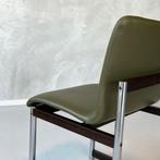 Thereca eetkamerstoel vintage design groen leer palissander, Overige kleuren, Vintage, Ophalen of Verzenden, Eén