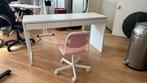 Leuk bureau met kabelgoot met roze bureaustoel, Huis en Inrichting, Bureaus, Ophalen, Gebruikt, Bureau