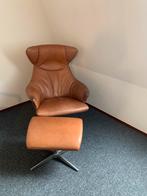Relax fauteuil zacht leder + hocker, Gebruikt, Leer, Ophalen of Verzenden