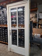 Zwaar Houten buitendeur met kozijn en dubbel Glas, Doe-het-zelf en Verbouw, Deuren en Horren, Ophalen, Glas, Buitendeur, 200 tot 215 cm