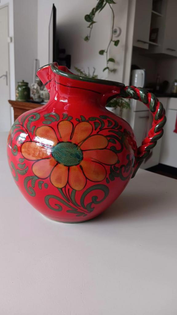 Retro kan/vaas met handvat., Antiek en Kunst, Antiek | Keramiek en Aardewerk, Ophalen of Verzenden