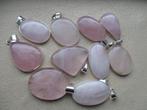 partij mix verzilverde rozen quartz natuursteen hangers, Nieuw, Ophalen of Verzenden, Met edelsteen, Zilver