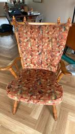Vintage 70s houten stoel met kussens - afhalen 27/28 juli, Ophalen, Gebruikt, Bruin, Vintage