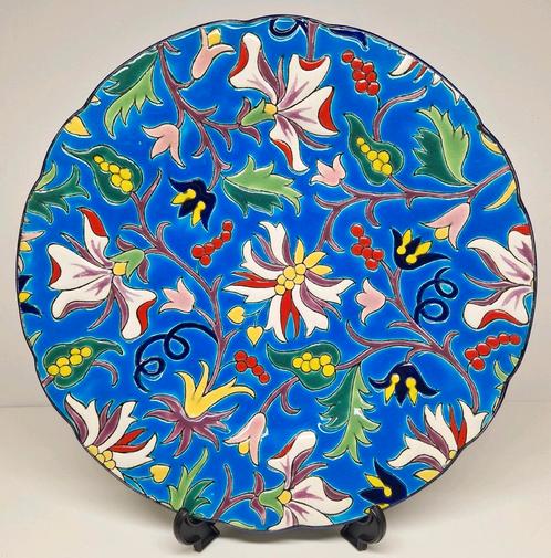 Emaux de Longwy Art Deco stijl sierbord floraal decor 652., Antiek en Kunst, Antiek | Keramiek en Aardewerk, Ophalen of Verzenden