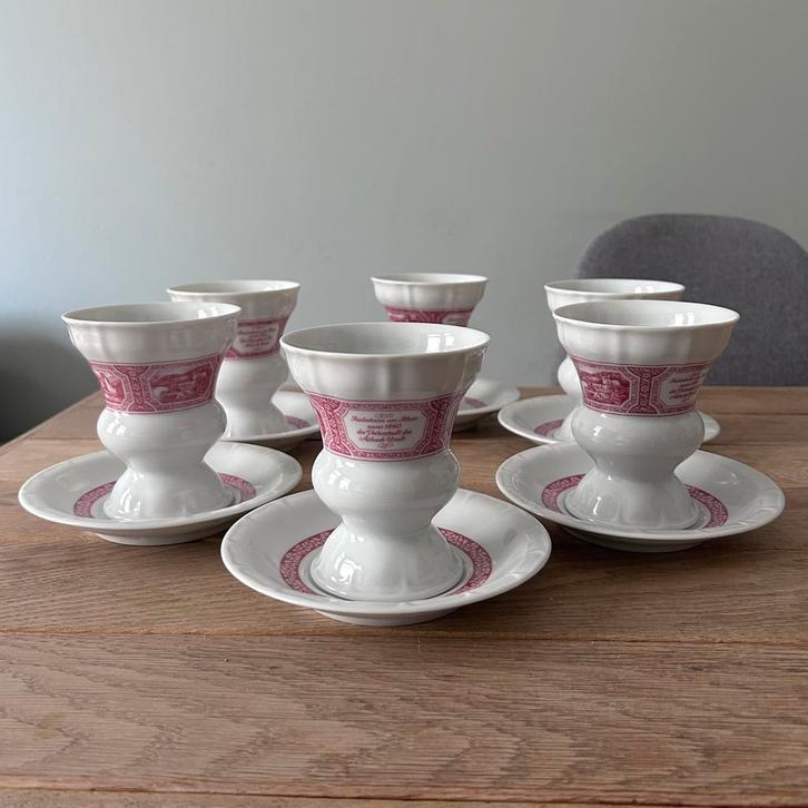 Vtg Heinrich Rüdescheimer kofie mokken & schotel- 6 stuks, Huis en Inrichting, Keuken | Servies, Gebruikt, Kop(pen) en/of Schotel(s)