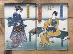 Twee Japanse houtblok prent boekjes (vormen één afbeelding), Verzenden