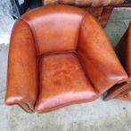 Chesterfield Bendic kuip stoel fauteuil cognac leer BEZORGD, Gebruikt, Chesterfield, Ophalen of Verzenden, 75 tot 100 cm