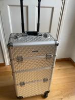 Zilveren trolley-koffer voor kappers, make-up of schmink, Sieraden, Tassen en Uiterlijk, Beautycases, Ophalen, Zo goed als nieuw
